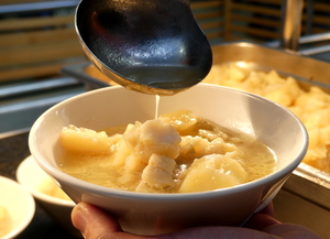Porrusalda (leek and potato stew) with cod