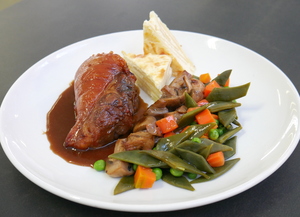 Pork shank stew with mixed vegetables