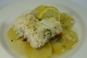 Braised whiting with potatoes