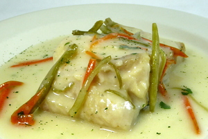 Pollack in white wine sauce