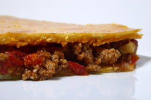 Minced meat and chorizo patty