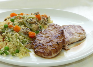Pork tenderloin with couscous and mixed vegetables