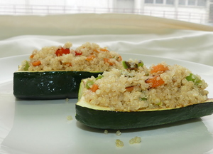 Zucchini stuffed with quinoa and vegetables