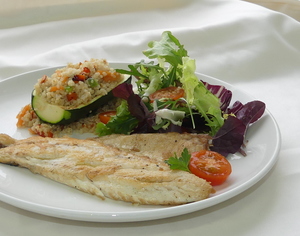 Sea bass with quinua salad