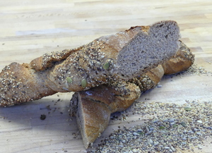 Wholemeal ciabatta bread with seeds